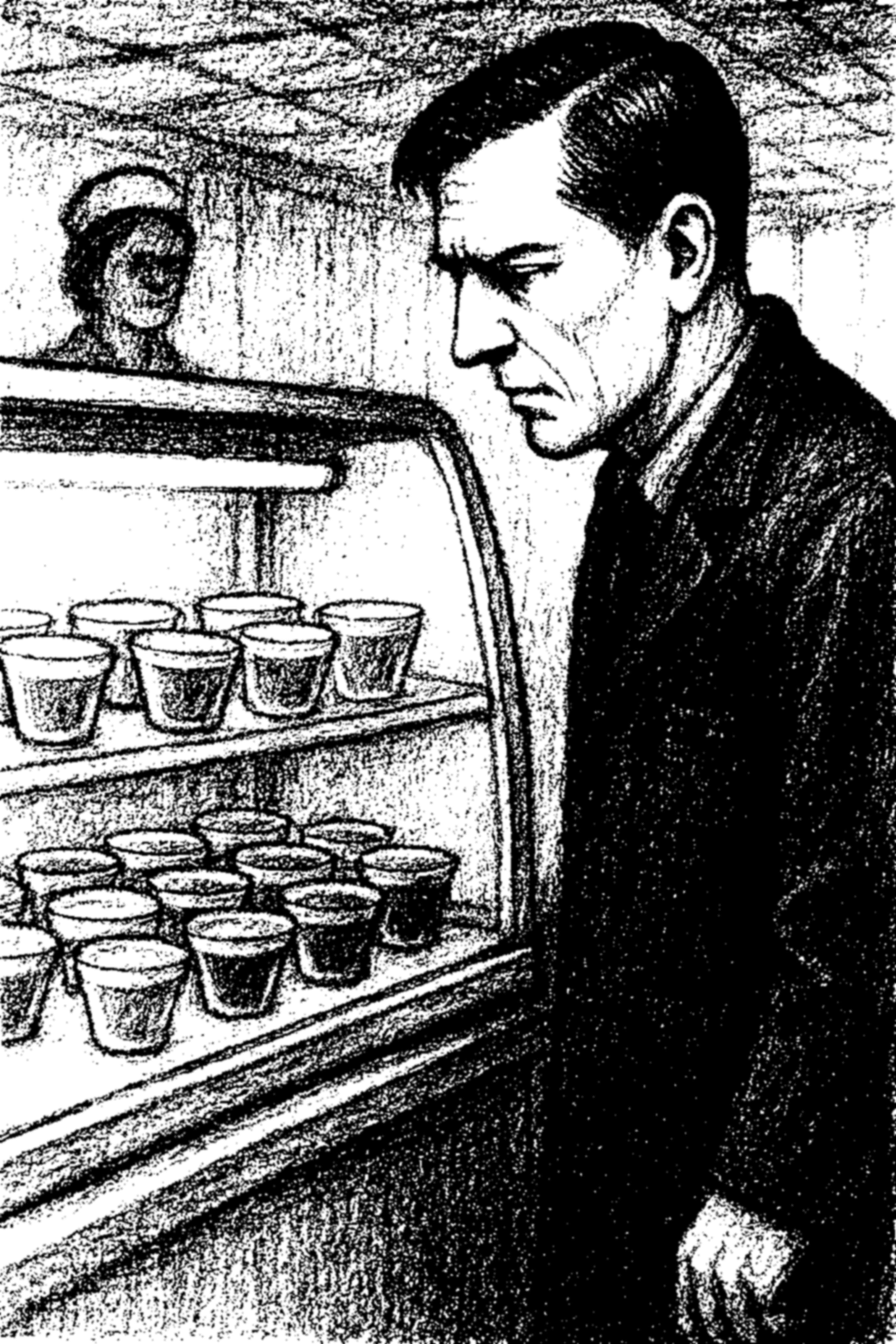 Mitarbeiter der Abteilung Sporenabwehr in der Kantine.